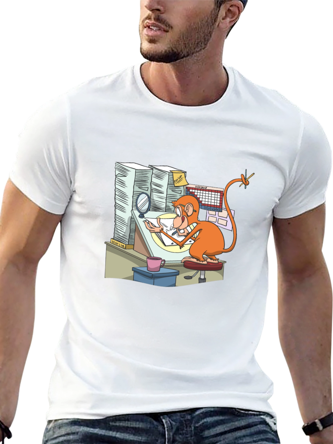 Cartoon Monkey T-Shirt - Creative Office Design