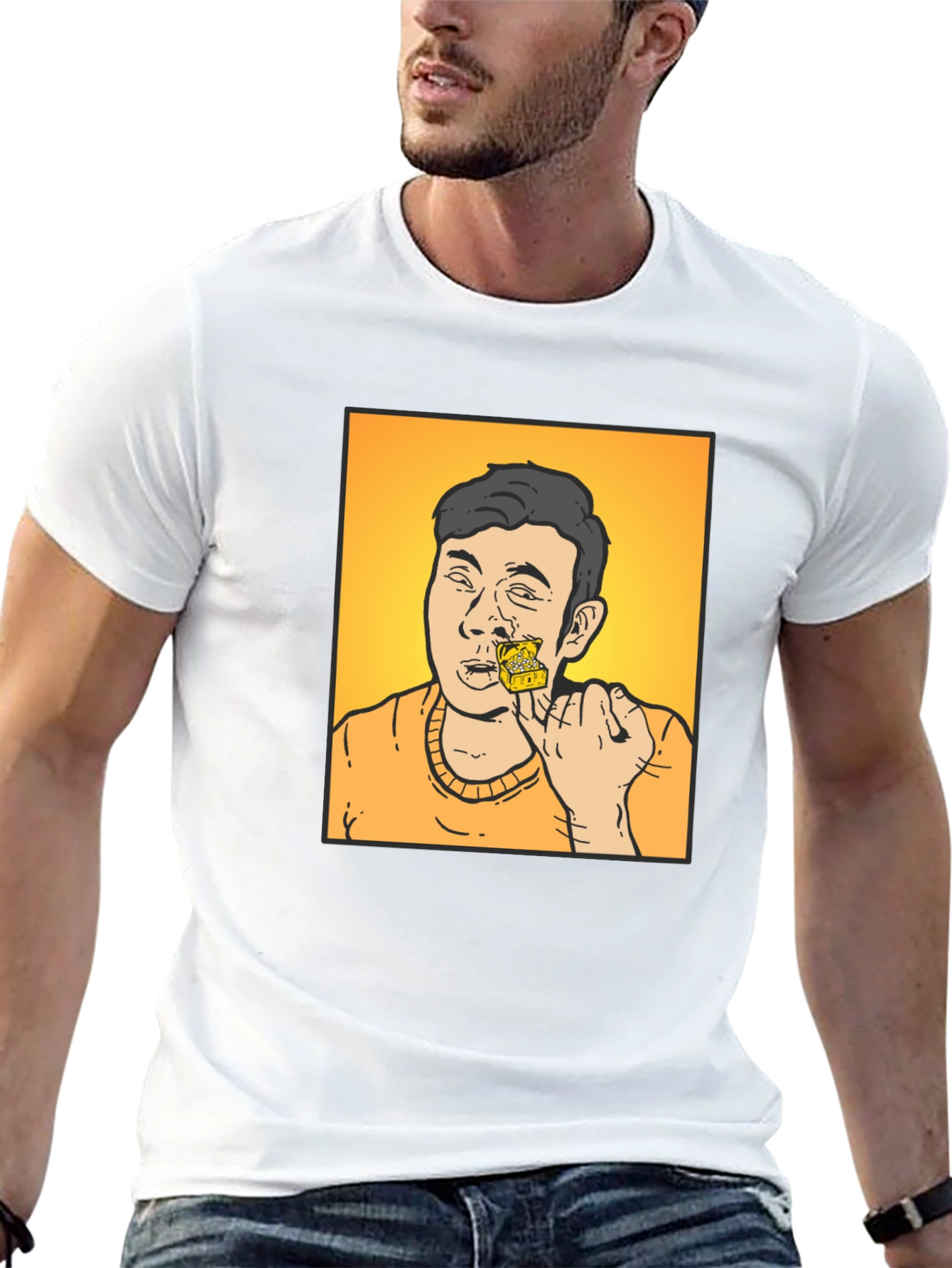 Funny Cartoon T-Shirt - Man with Cheese