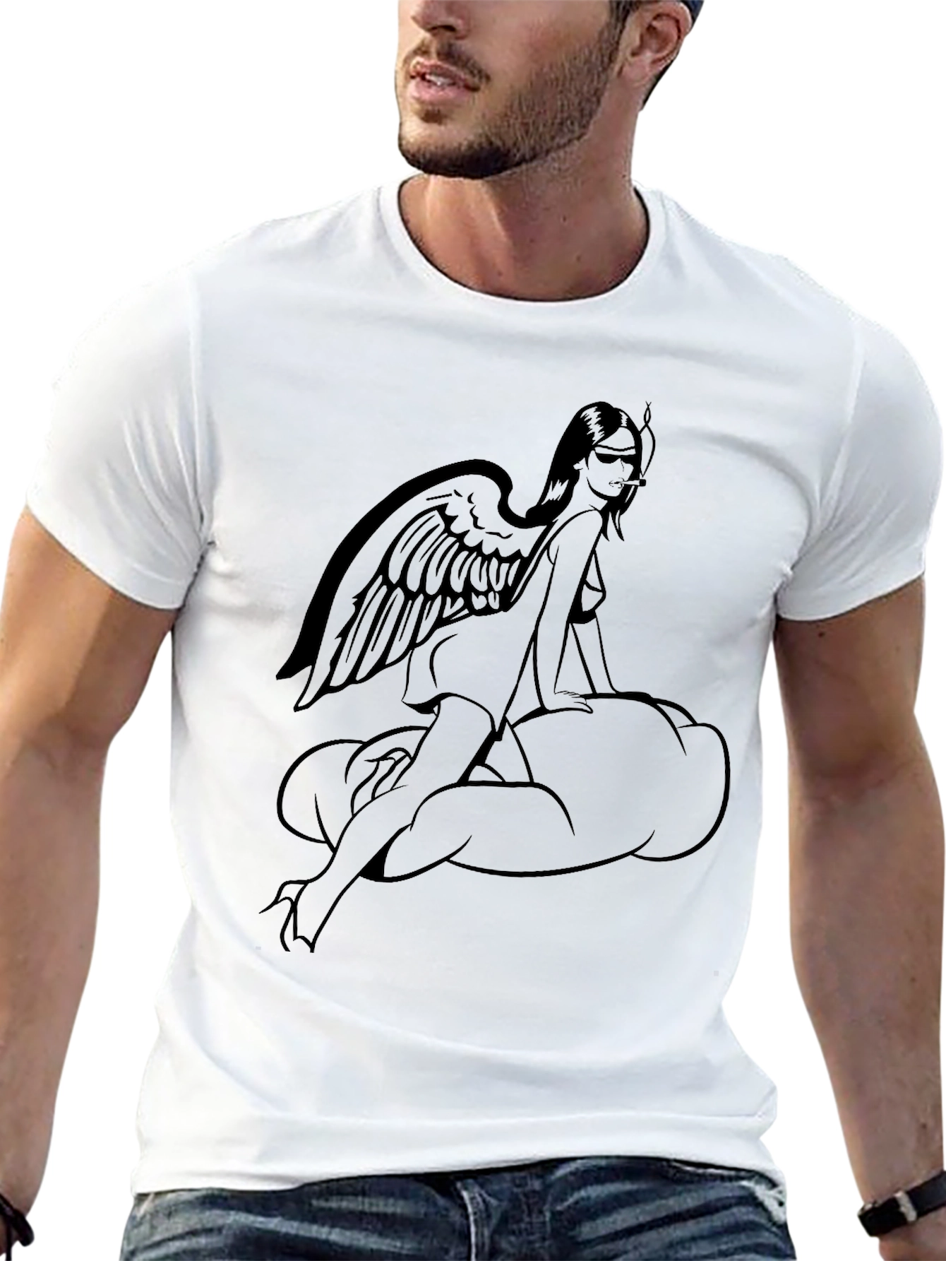 Angel Wing Woman Graphic T-Shirt - Black