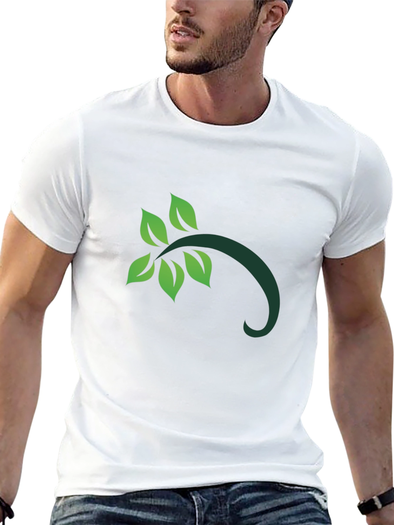 Leaf Branch Graphic Black T-Shirt