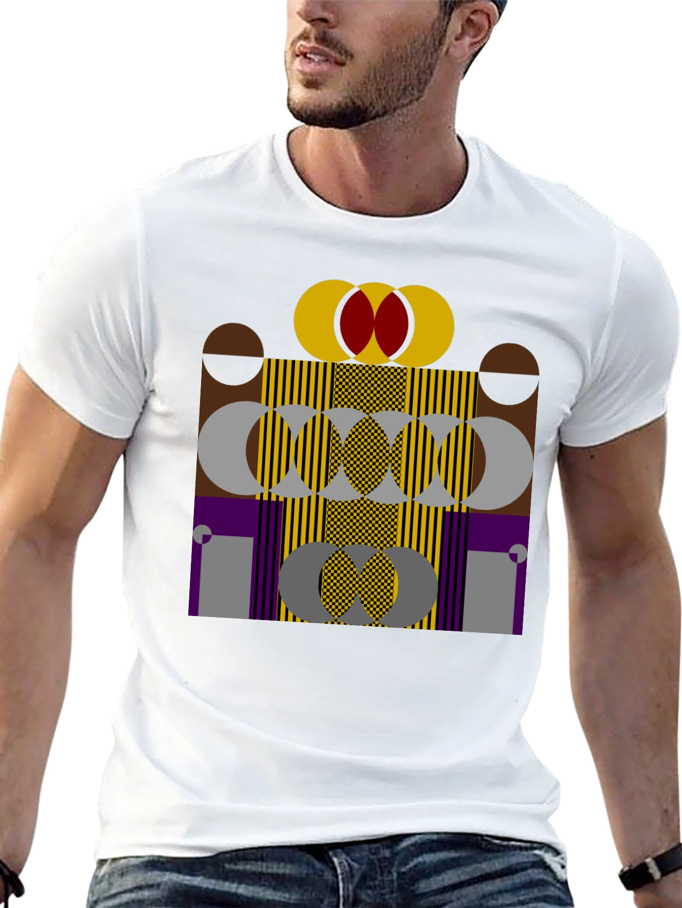 Abstract Geometric Graphic Print Black T-Shirt
