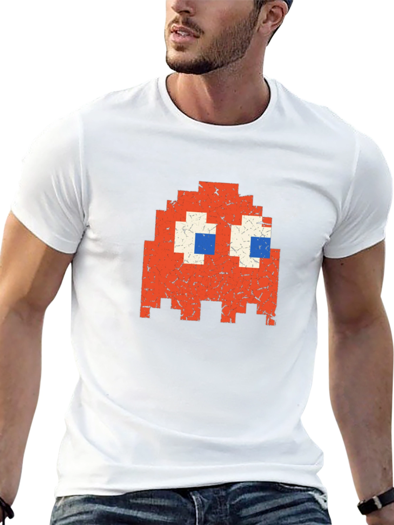 Retro Pixel Ghost Graphic Tee - Classic Gaming Style