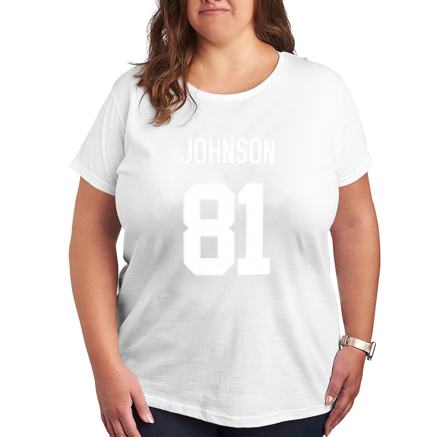 Plus Size Women Sporty Johnson 81 Number Jersey?Style Ladies T?Shirt