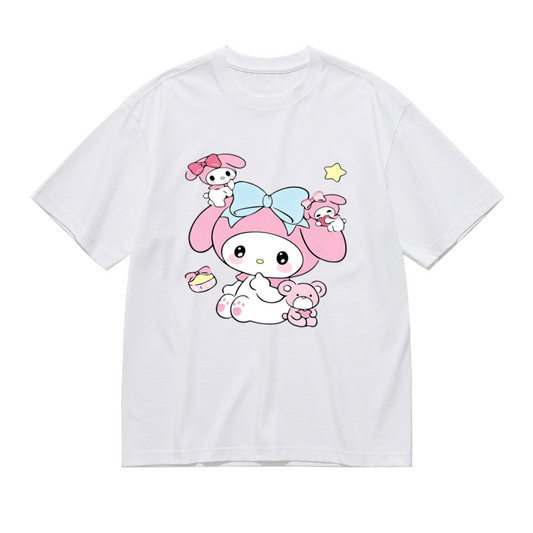Dreamy My Melody With Little Friends Plus?Size Women White Tee