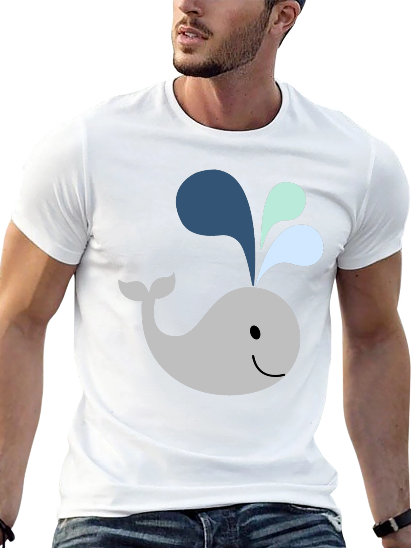 Cute Whale Graphic Black T-Shirt