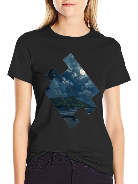 Moonlit Beach Graphic Tee - Mens Black T-Shirt
