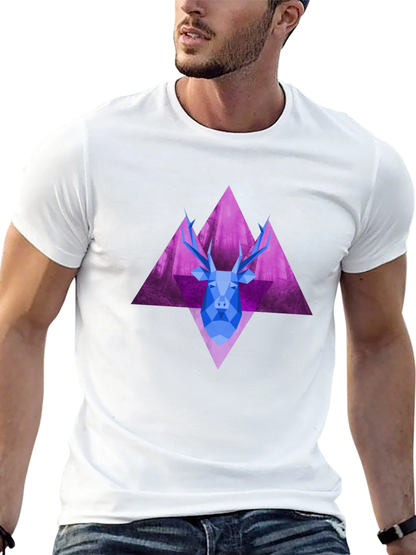Geometric Deer Graphic Tee - Unique Style