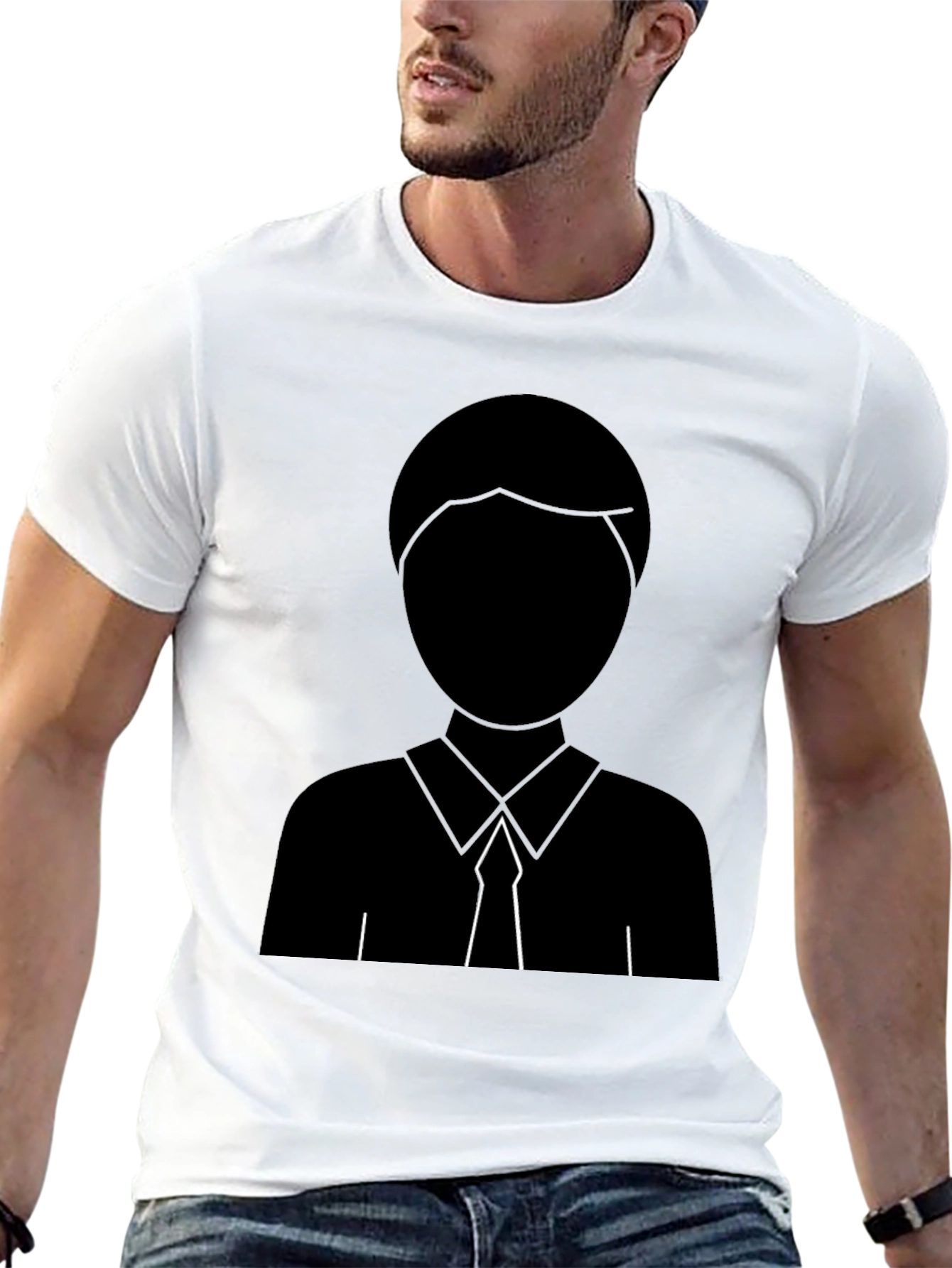 Minimalist Suit Silhouette Black T-Shirt