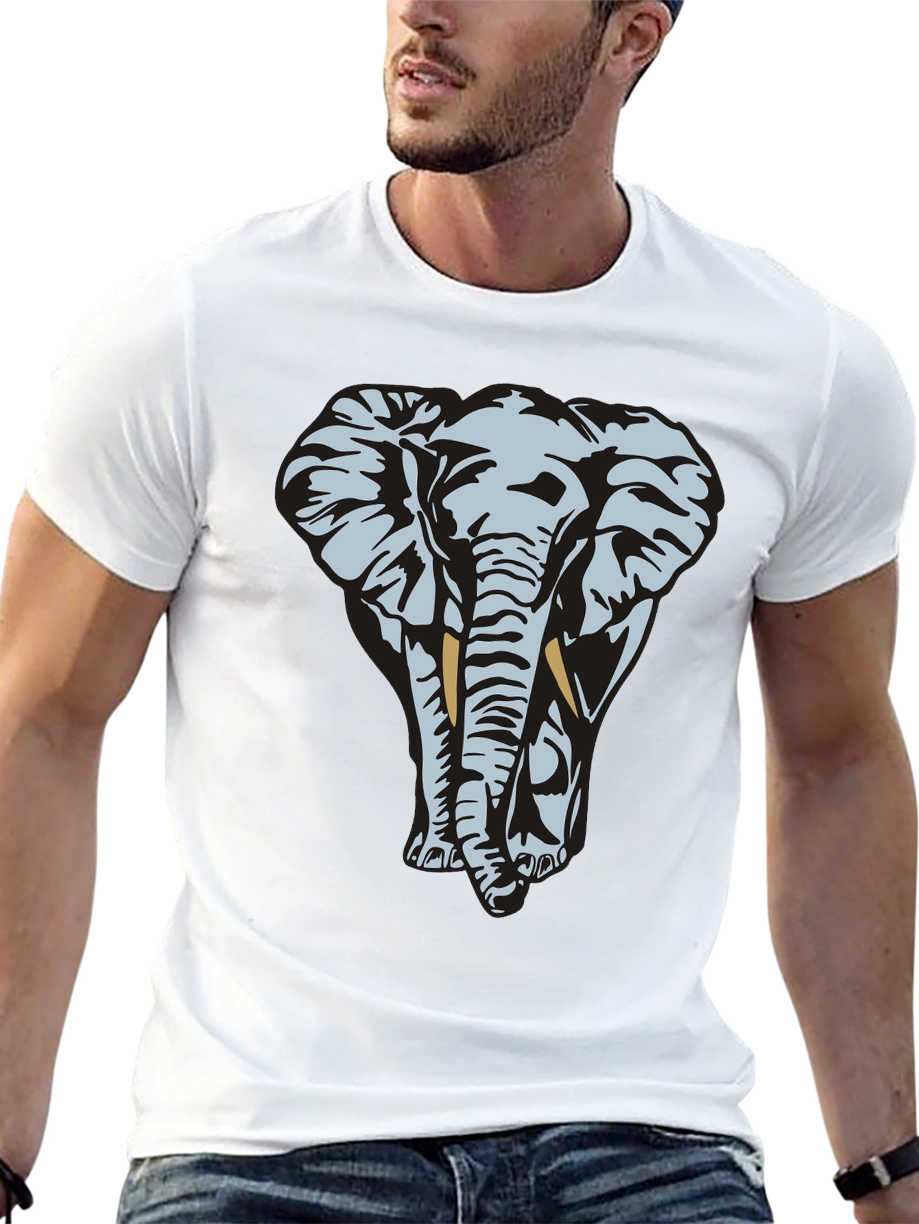 Elephant Graphic Tee - Black Cotton T-Shirt