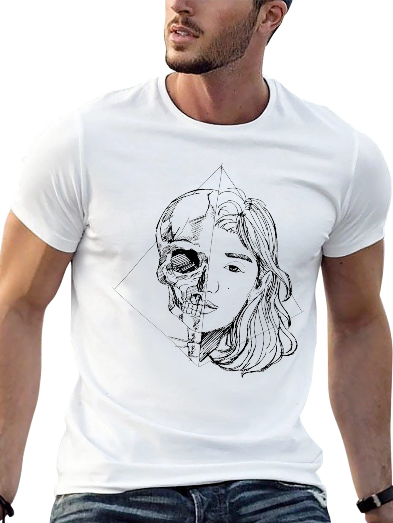 Skull & Girl Graphic Black T-Shirt