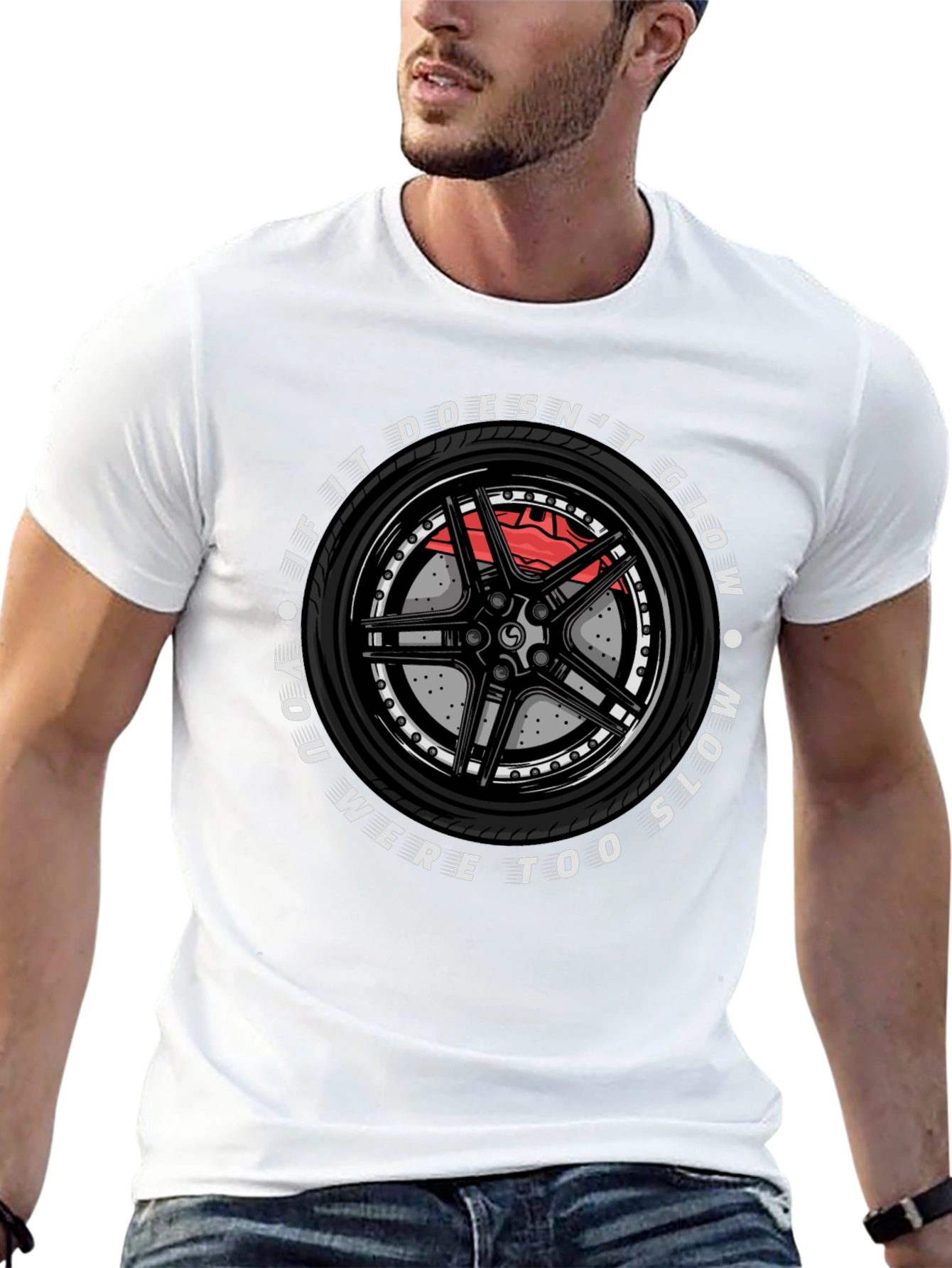 Glow in the Dark Race Car Wheel T-Shirt