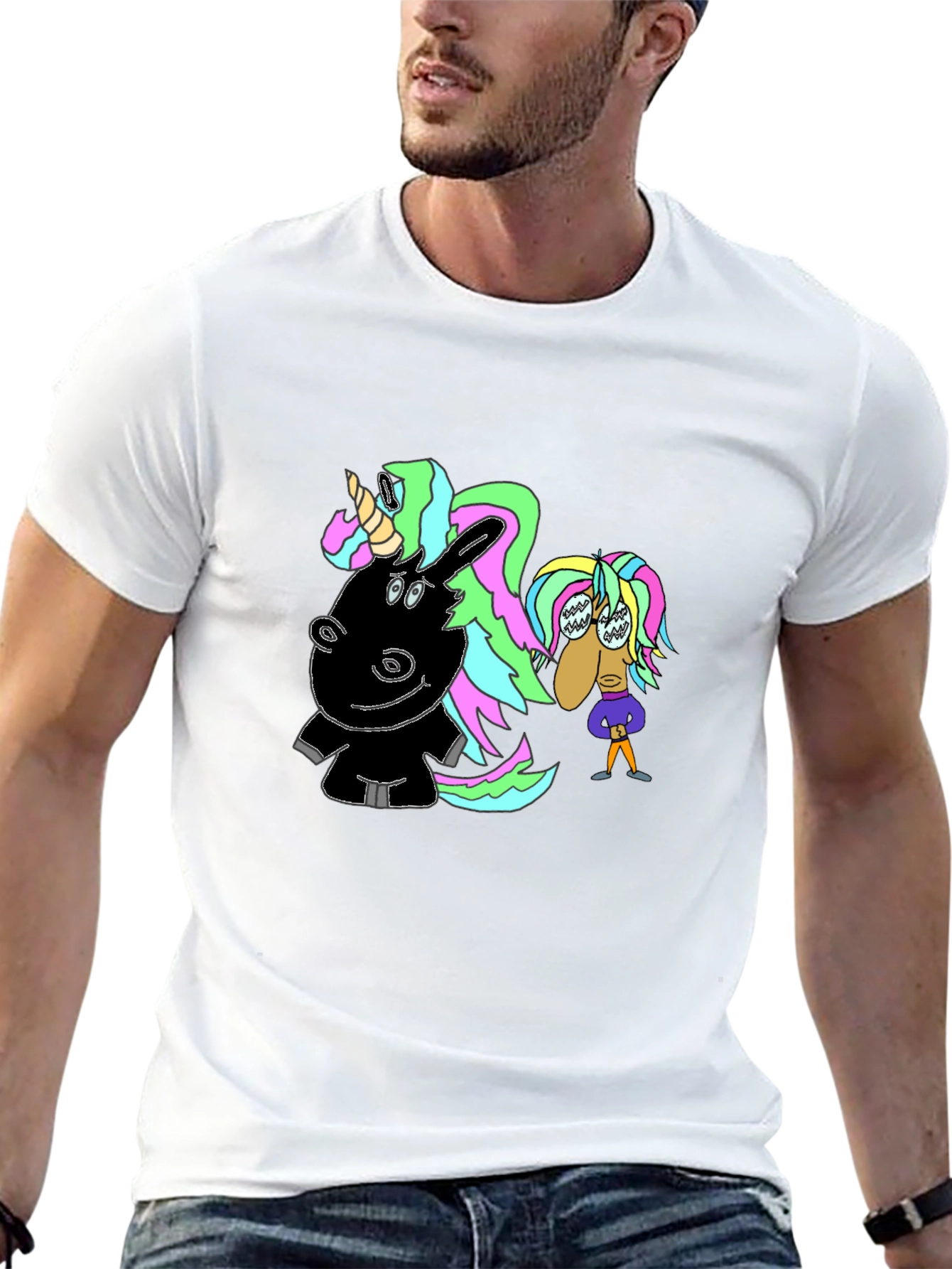 Unicorn & Character Graphic T-Shirt