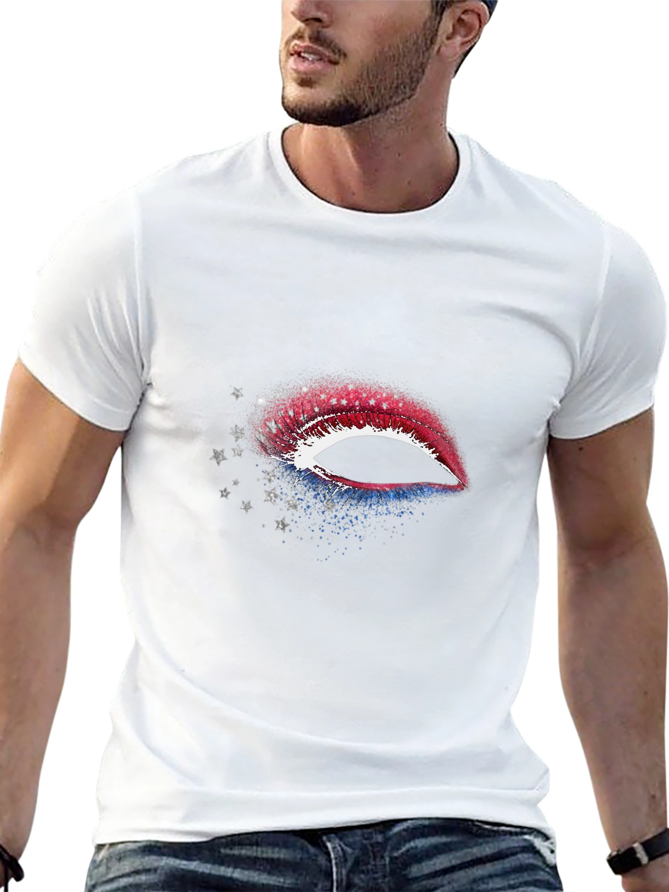 Patriotic Lips T-Shirt - USA Flag Graphic Tee