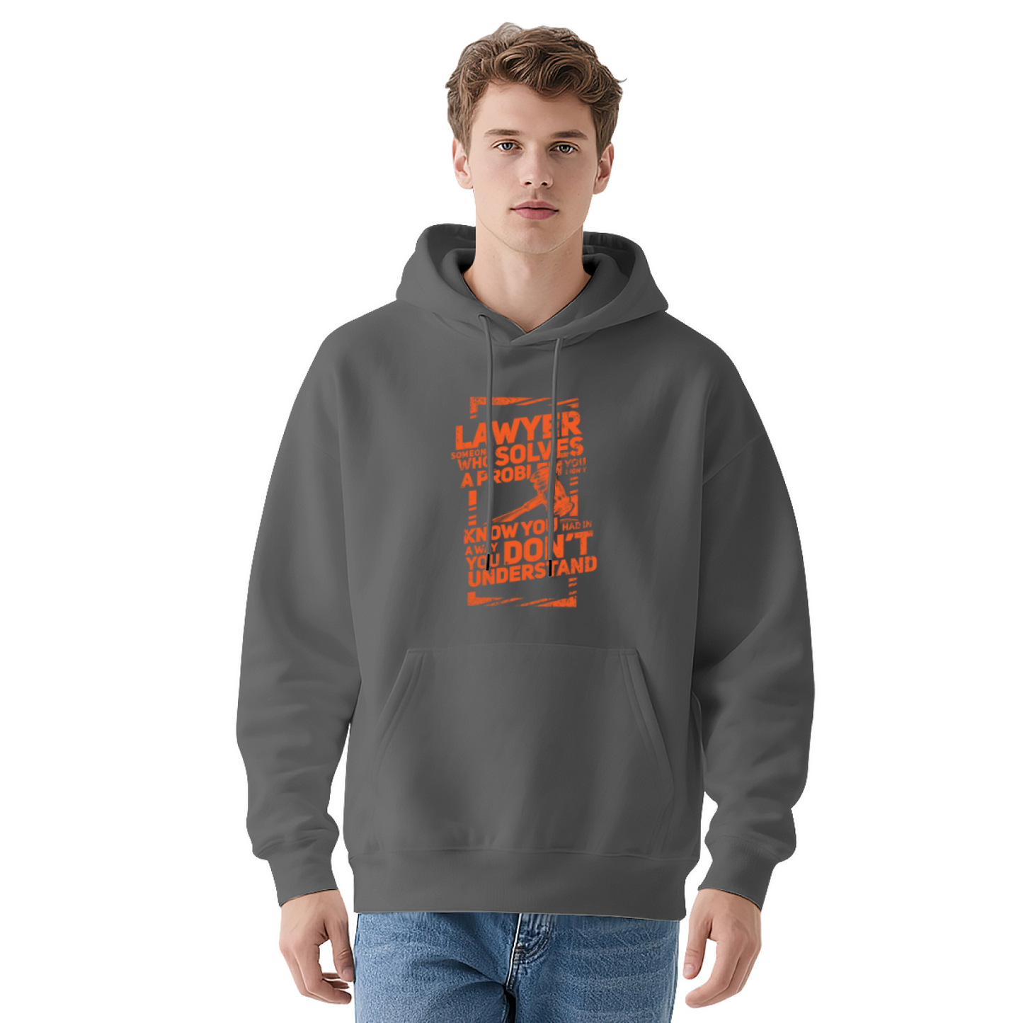 Trendy Lawyer Quote Graphic White Hoodie, Relaxed Fit Warm Daily Hooded Top