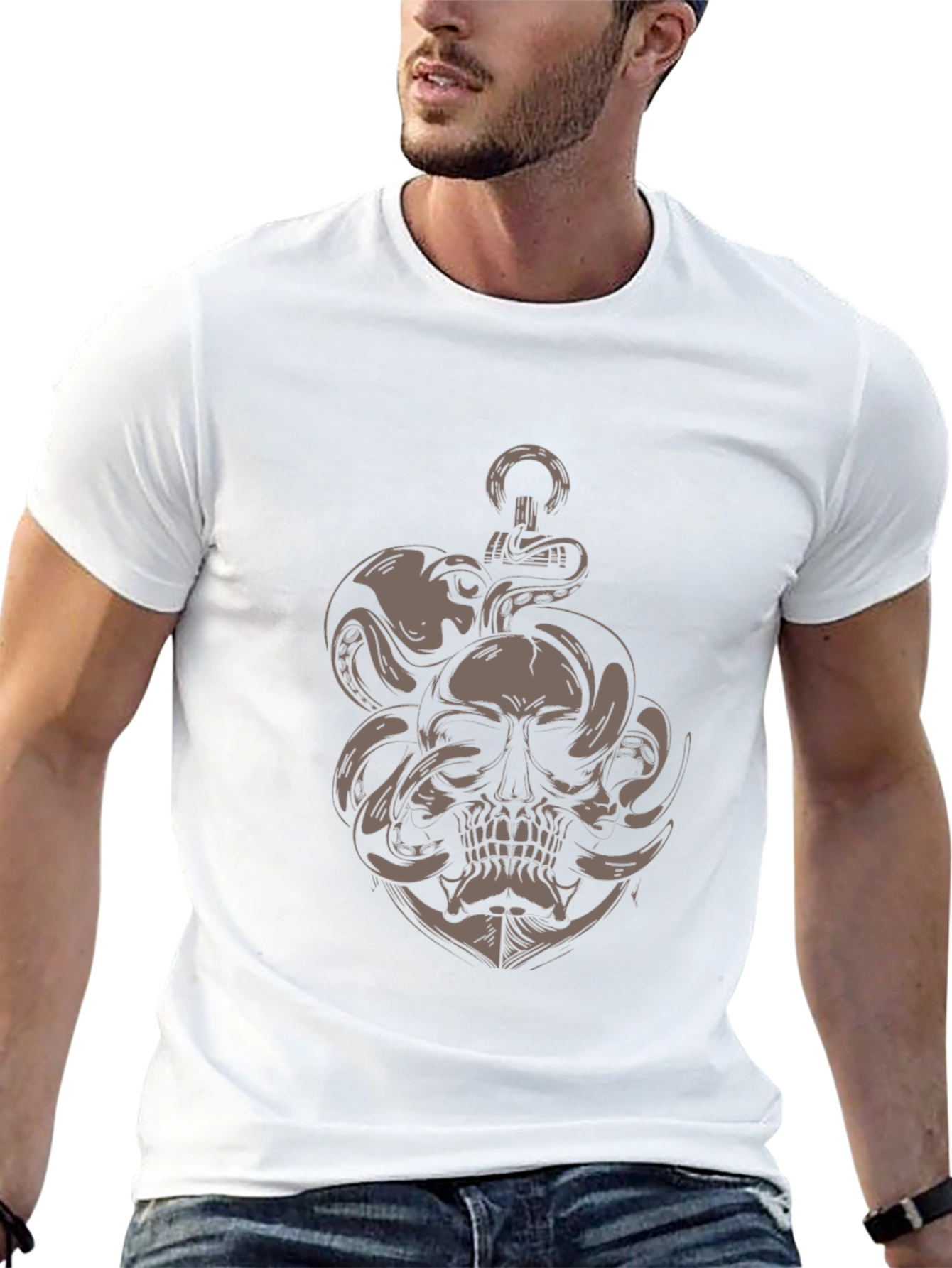 Skull Octopus Anchor Graphic Tee