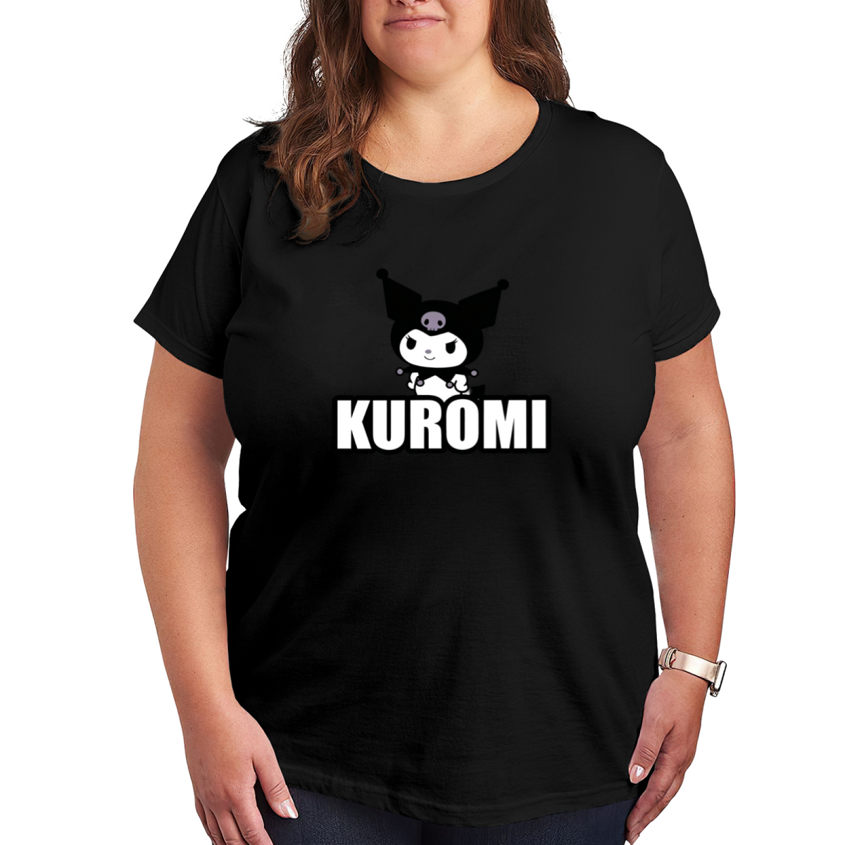 Bold Kuromi Letter Print Trendy Plus?Size Women Casual T?Shirt