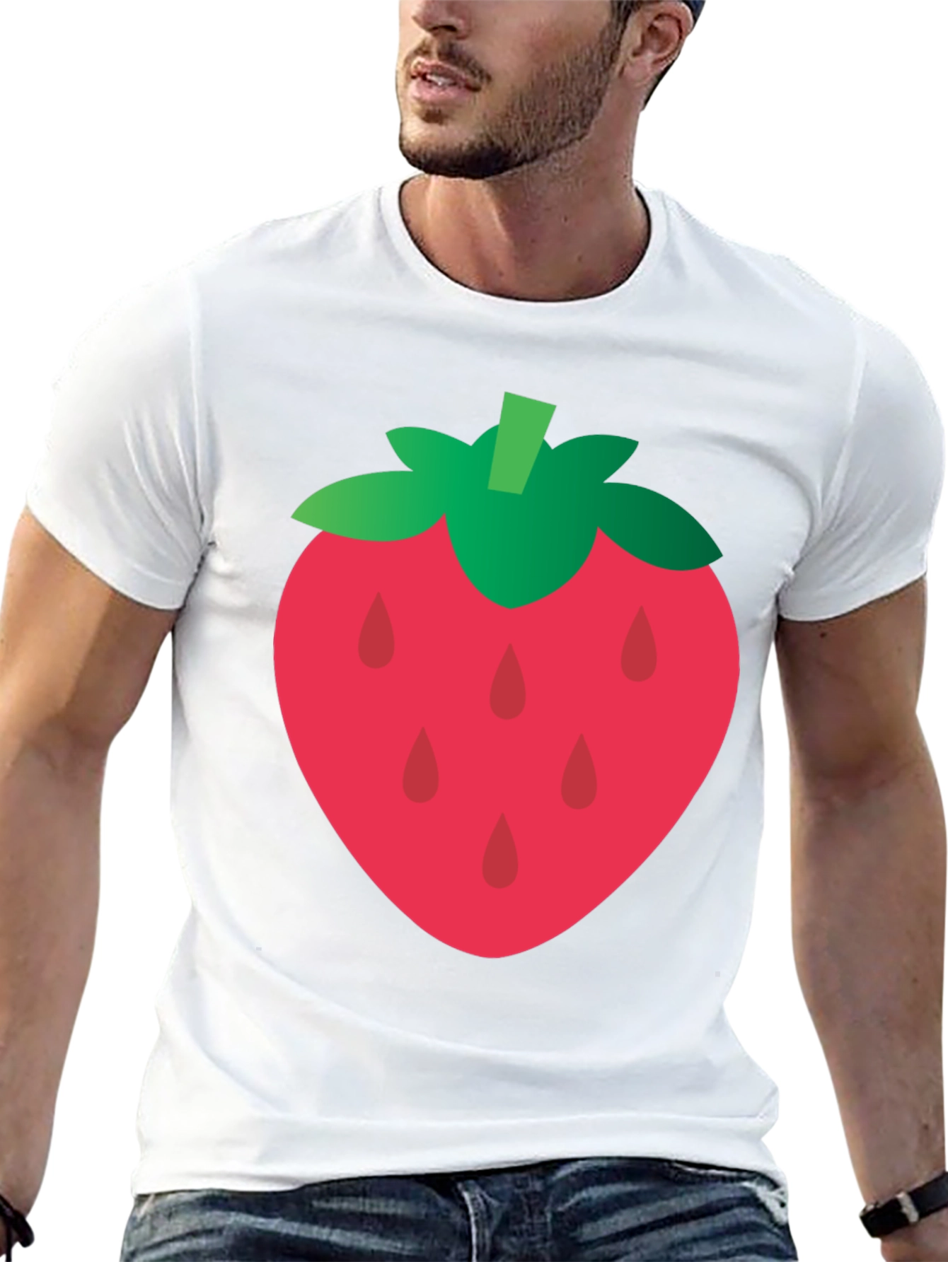 Strawberry Graphic Tee - Casual Black T-Shirt