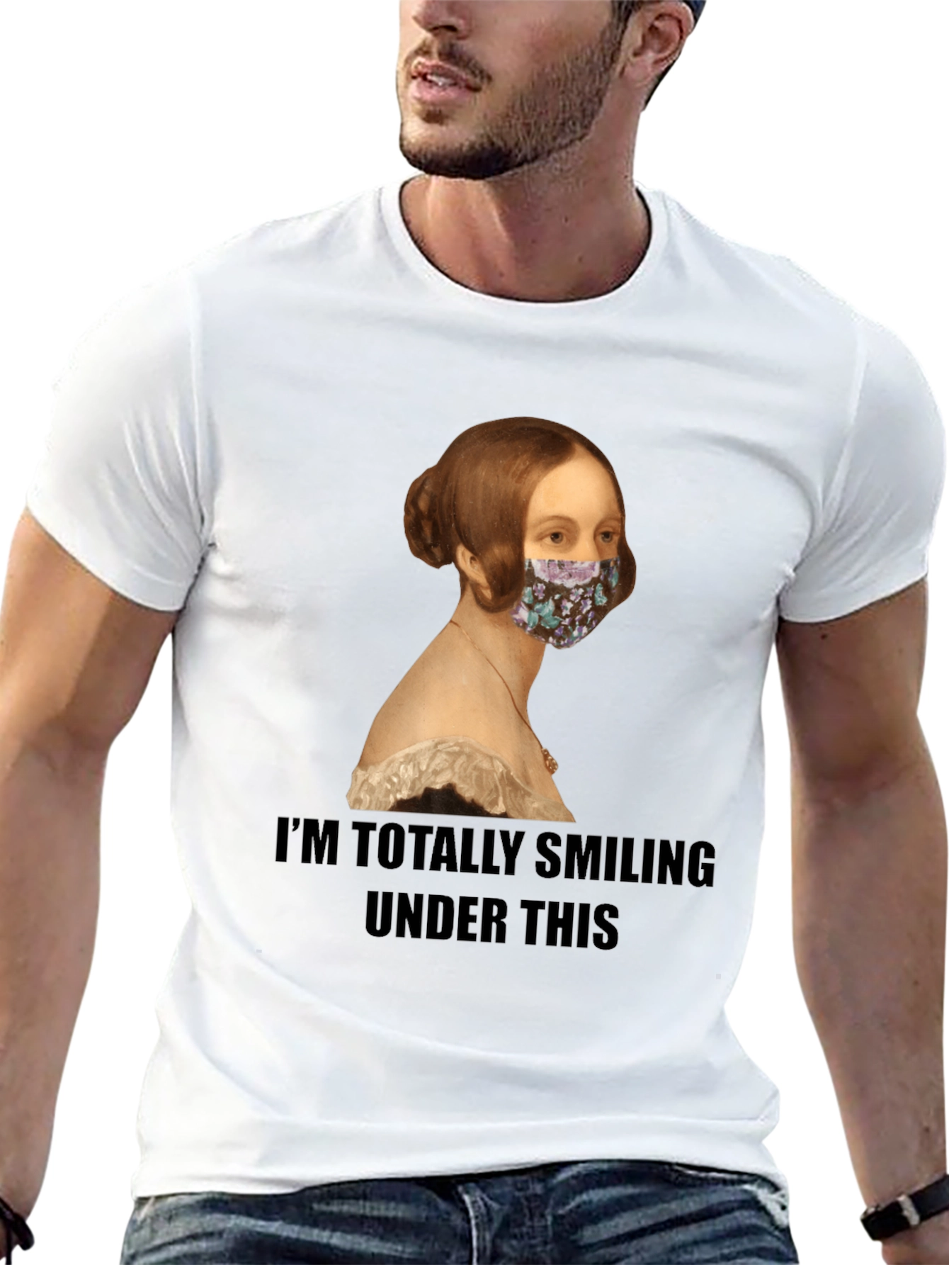 Smiling Under Mask Funny T-Shirt