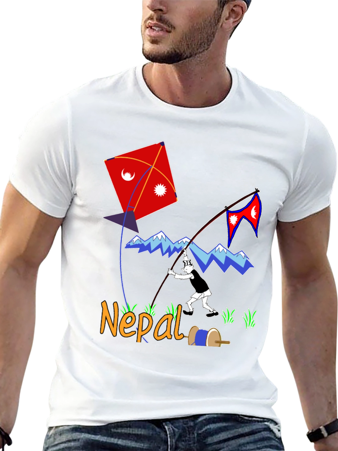 Nepal Kite Flying T-Shirt - Kathmandu Souvenir Tee