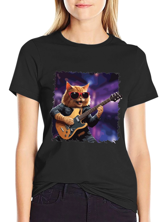 Cat Guitarist T-Shirt - Cool Feline Musician