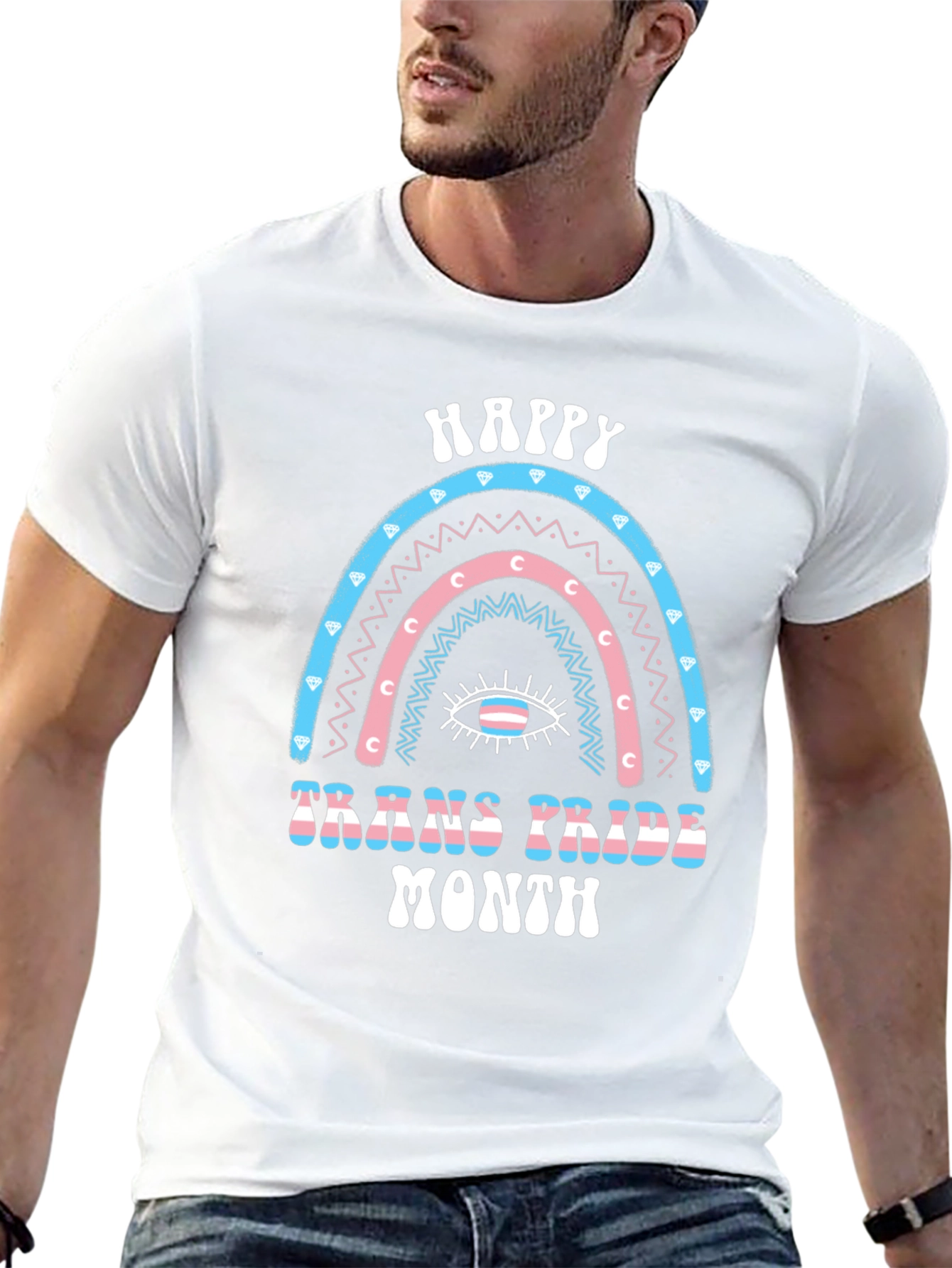 Trans Pride Month Rainbow Graphic T-Shirt
