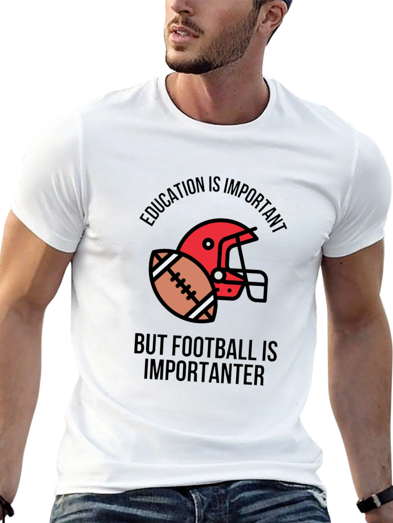 Education vs. Football Graphic T-Shirt