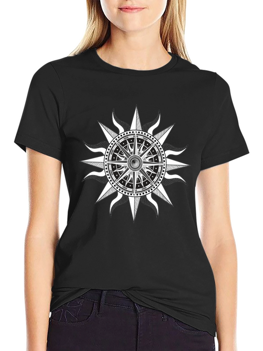 Nautical Compass Rose Graphic Black T-Shirt