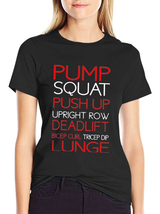 Workout T-Shirt - Gym Exercise List - Black