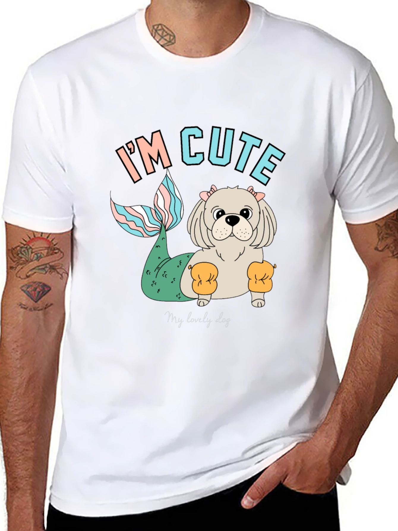 Cute Mermaid Dog T-Shirt Fun Novelty Tee