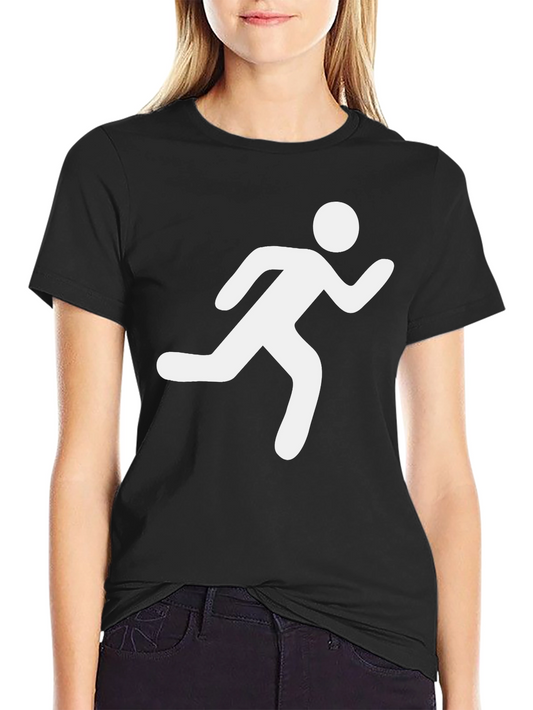 Mens Black T-Shirt - Running Man Graphic Tee