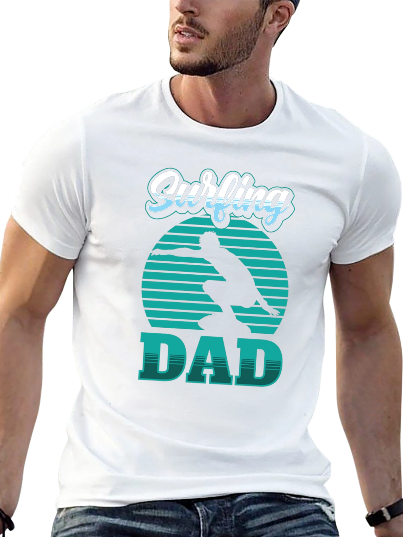 Surfing Dad Graphic Tee - Stylish Black T-Shirt