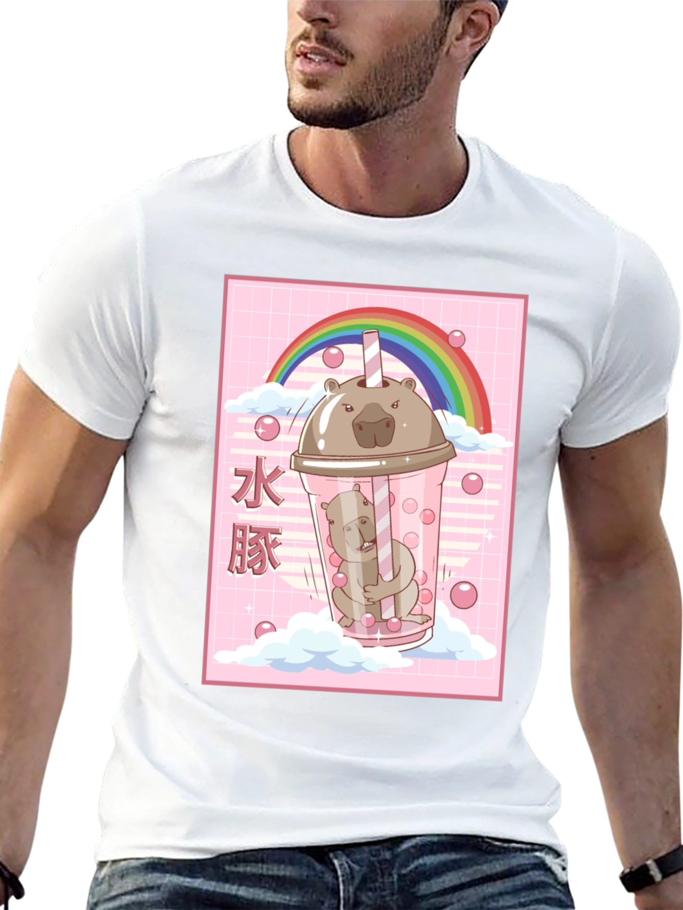 Kawaii Wombat Bubble Tea Black T-Shirt