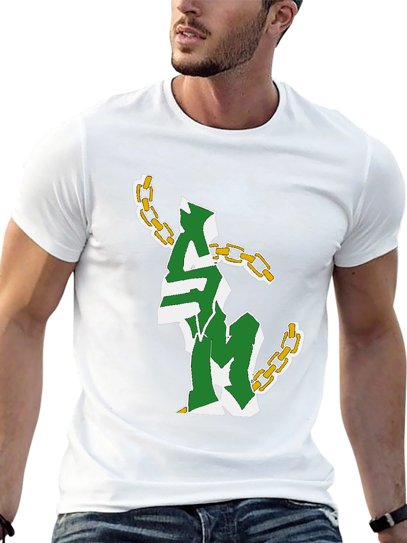 Graphic Print Chain T-Shirt - Black