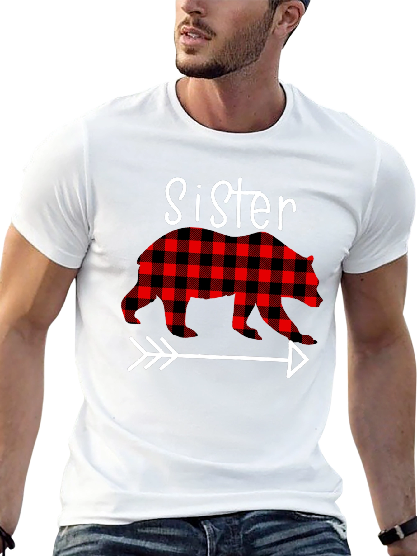 Sister Bear Buffalo Plaid Arrow T-Shirt