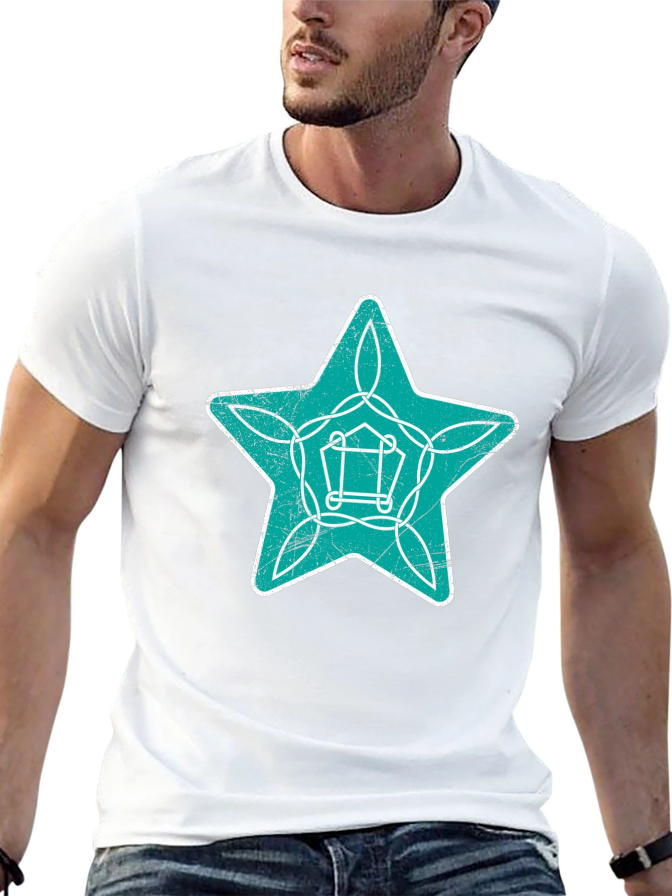 Star Graphic Print Mens Black T-Shirt