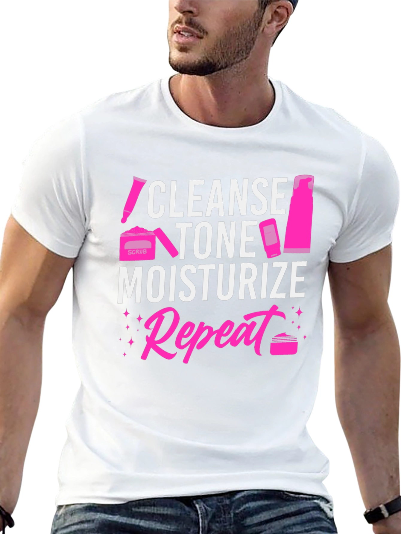 Cleanse Tone Moisturize Repeat Graphic Tee