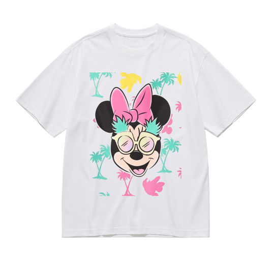 Tropical Summer Minnie Mouse Graphic Plus Size Women Tee