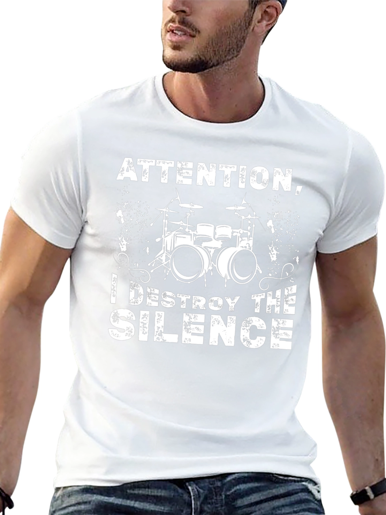Attention I Destroy The Silence Drummer T-Shirt