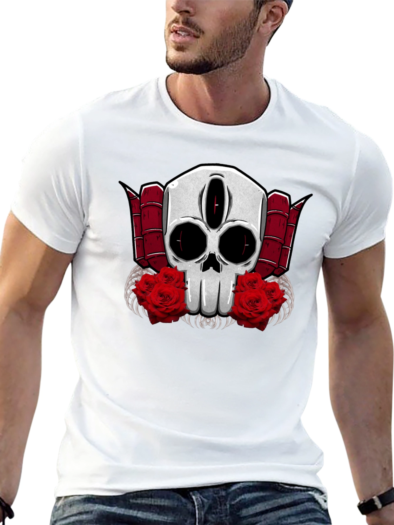 Skull & Roses Graphic Tee - Edgy Style