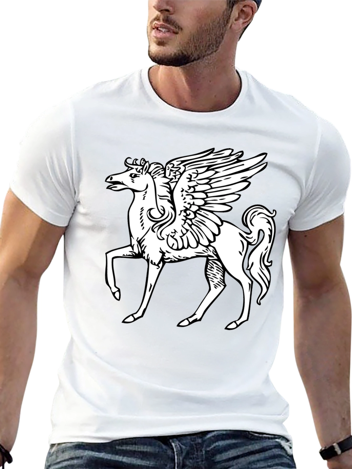Pegasus Graphic T-Shirt - Black Cotton Tee