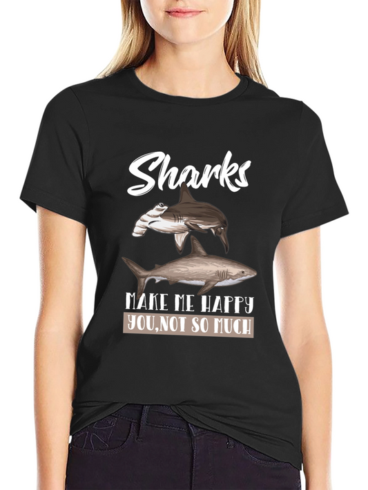 Sharks Make Me Happy Mens Black Graphic Tee