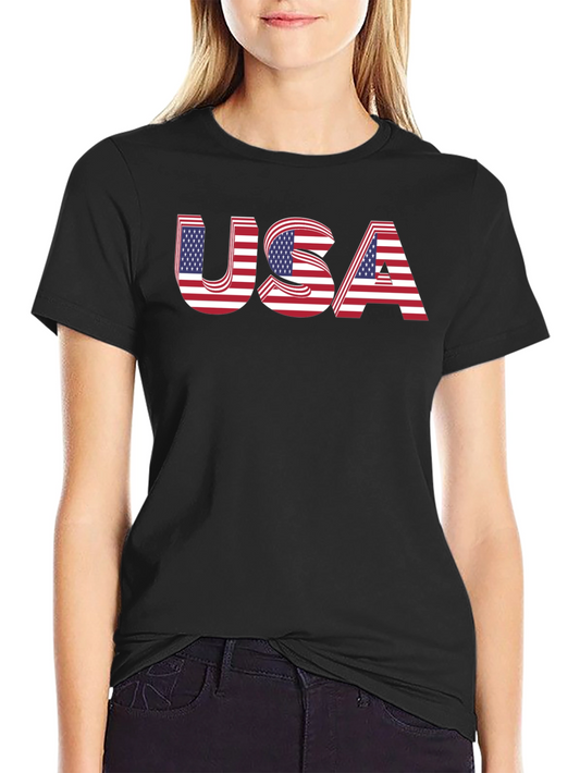 USA Flag Graphic Black T-Shirt