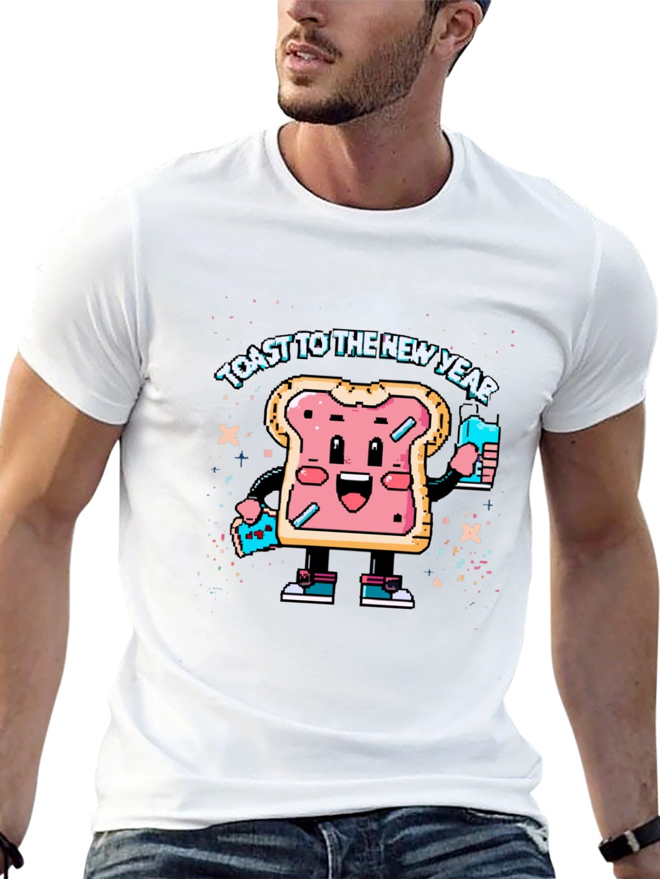 Toast to the New Year Graphic Black T-Shirt