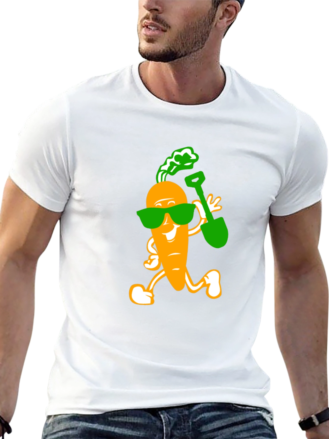 Funny Carrot with Shovel Graphic T-Shirt