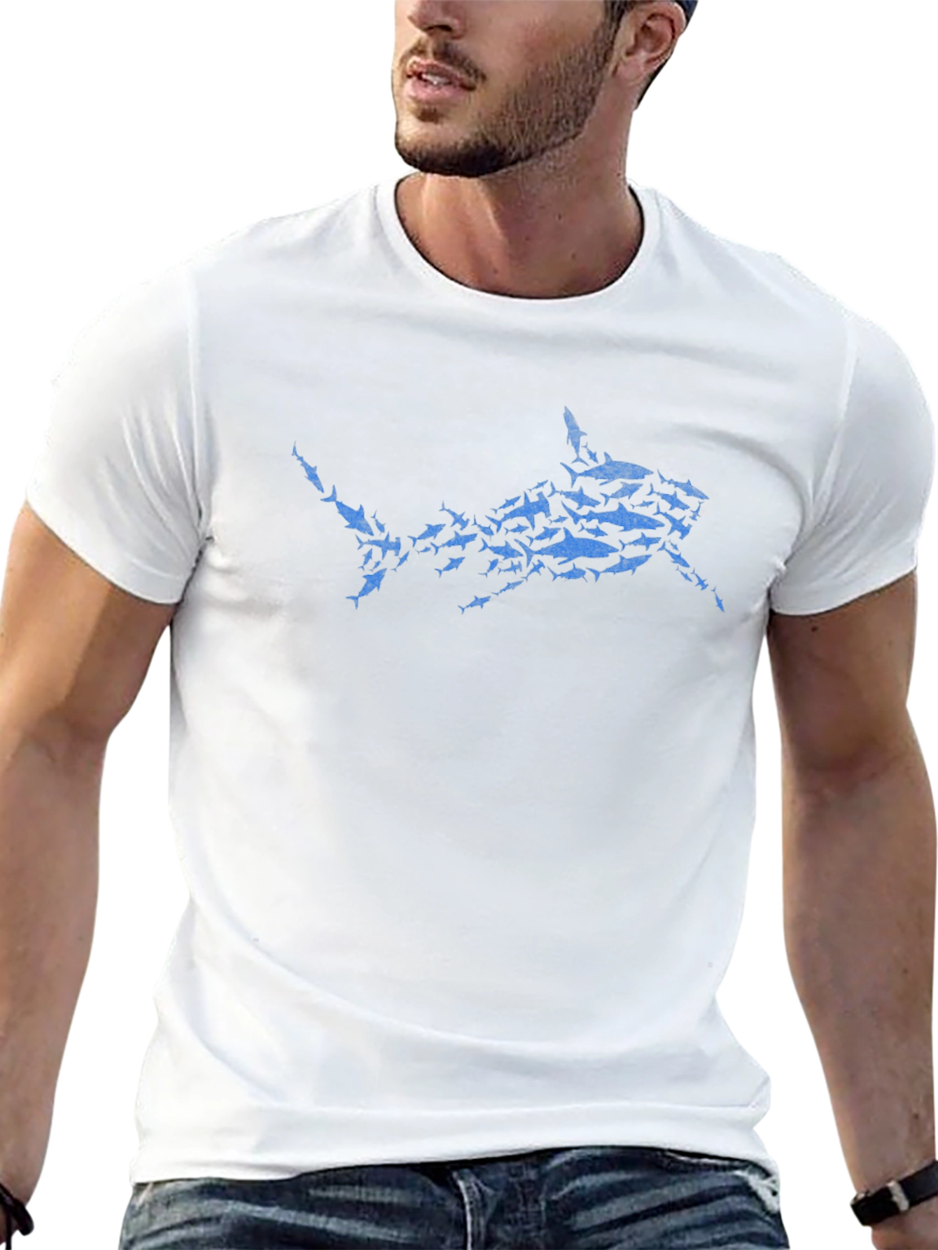 Shark Graphic Mens Black T-Shirt