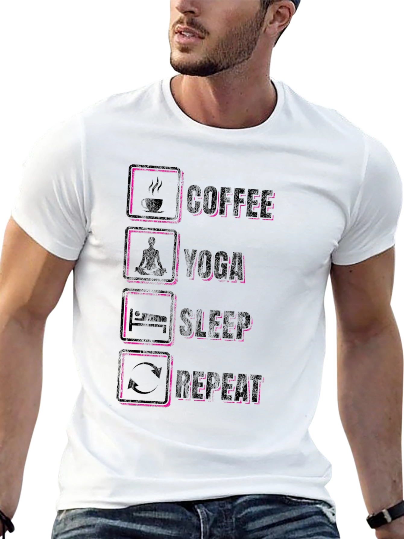 Coffee Yoga Sleep Repeat Graphic Tee