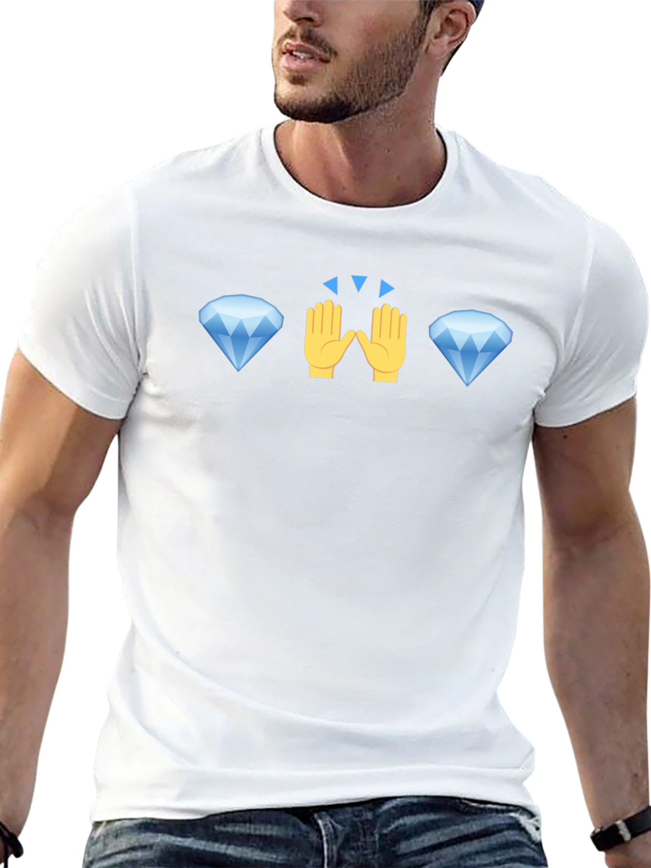 Diamond Hand Emoji Graphic Tee - Black