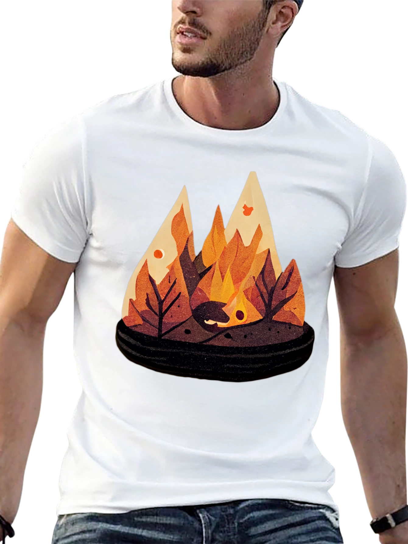 Autumn Campfire Graphic Tee - Black