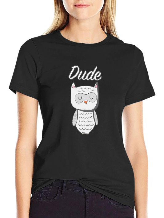 Dude Owl Graphic T-Shirt - Black Cotton Tee