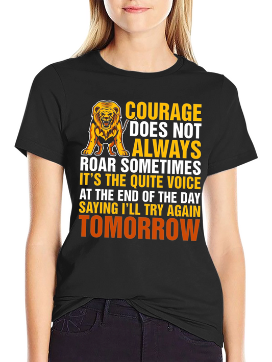 Courage Lion Graphic T-Shirt - Inspirational Design